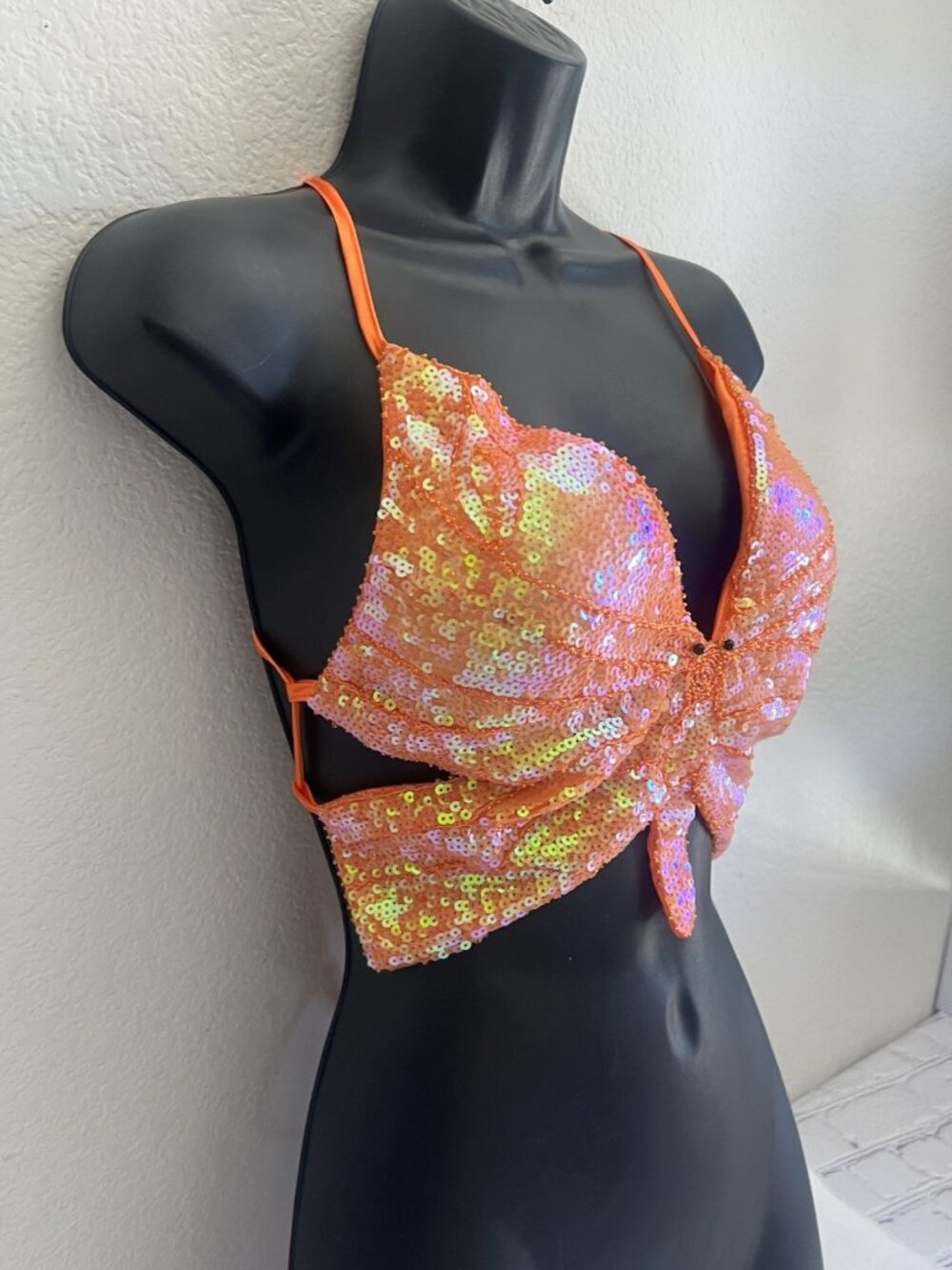 vtg y2k 90's Rue21 sequin butterfly top mermaid fairycore one sz - Picture 6 of 11